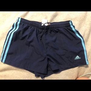 Navy blue adidas running shorts